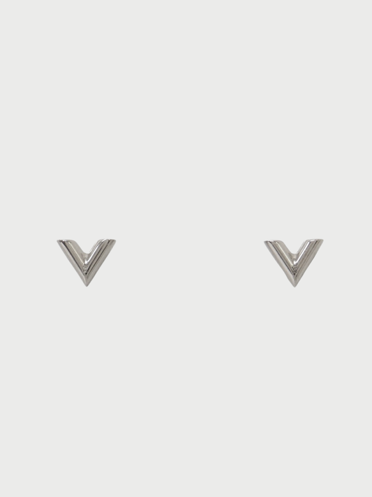 Louis Vuitton 2000s Silver Plated Metal Essential V Earrings