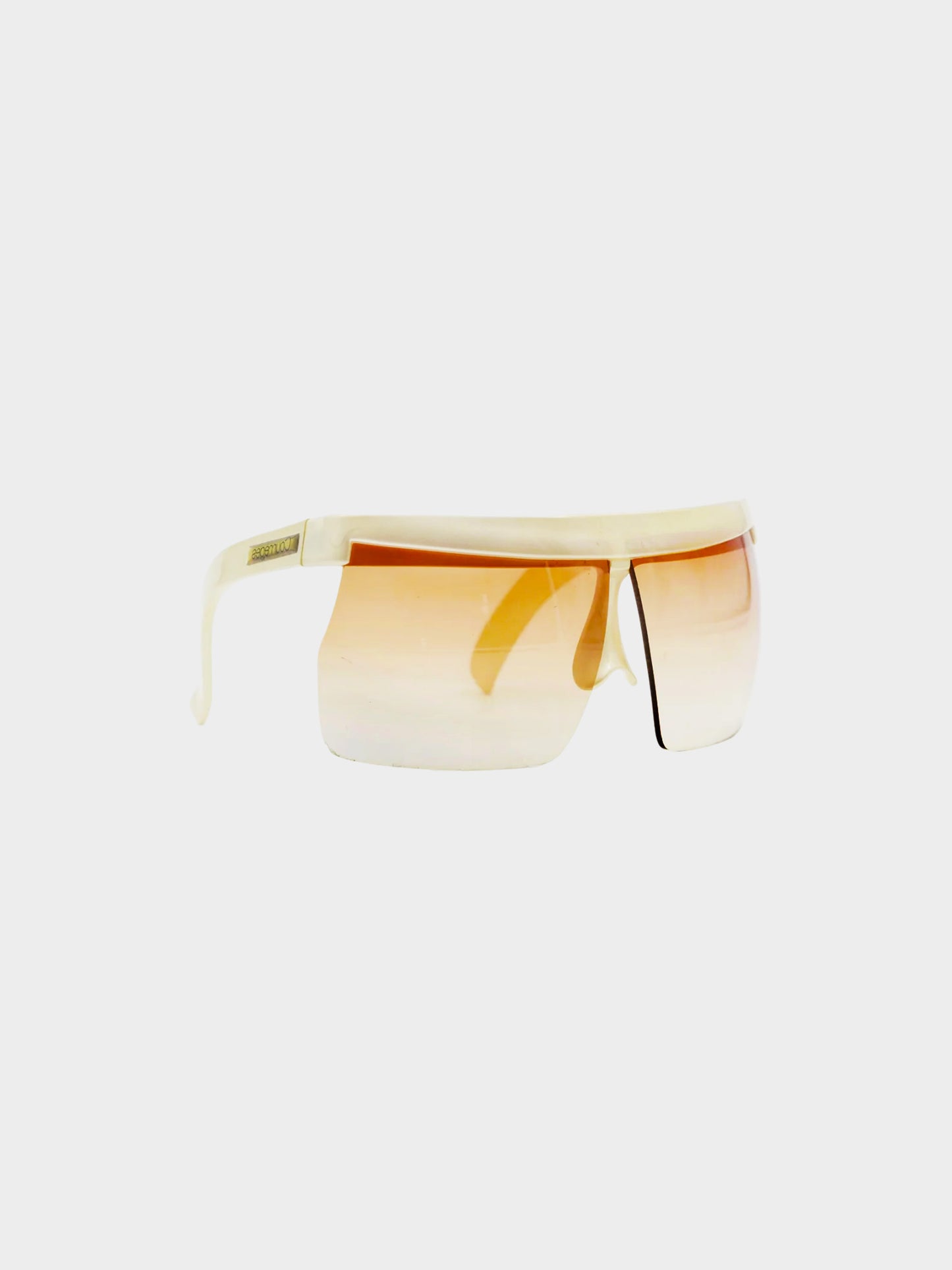 Courrèges 1980s Off White Plastic Half Frame Futuristic Sunglasses