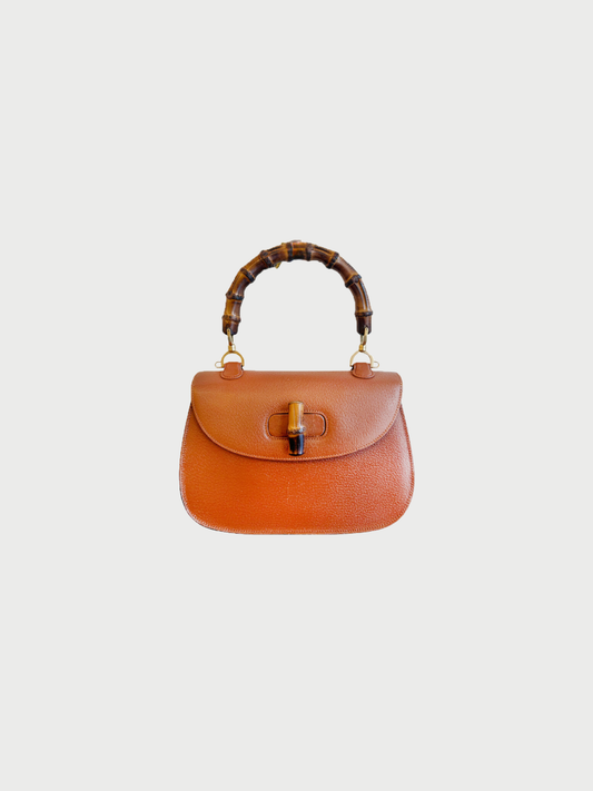 Gucci 1990s Brown Leather Bamboo 1947 Medium Bag