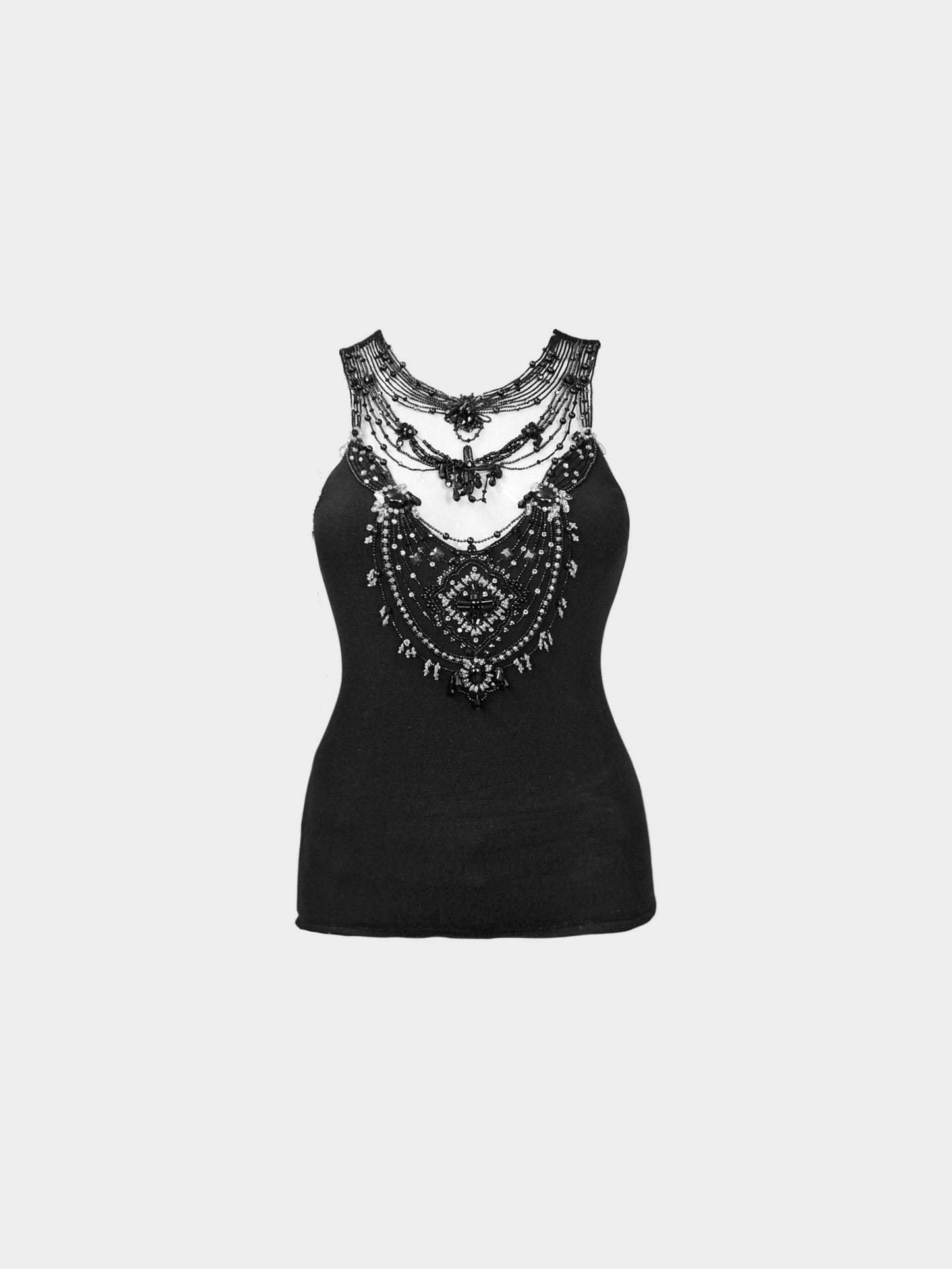 Valentino Couture 2000 Black Knit Embroidered Beaded Top
