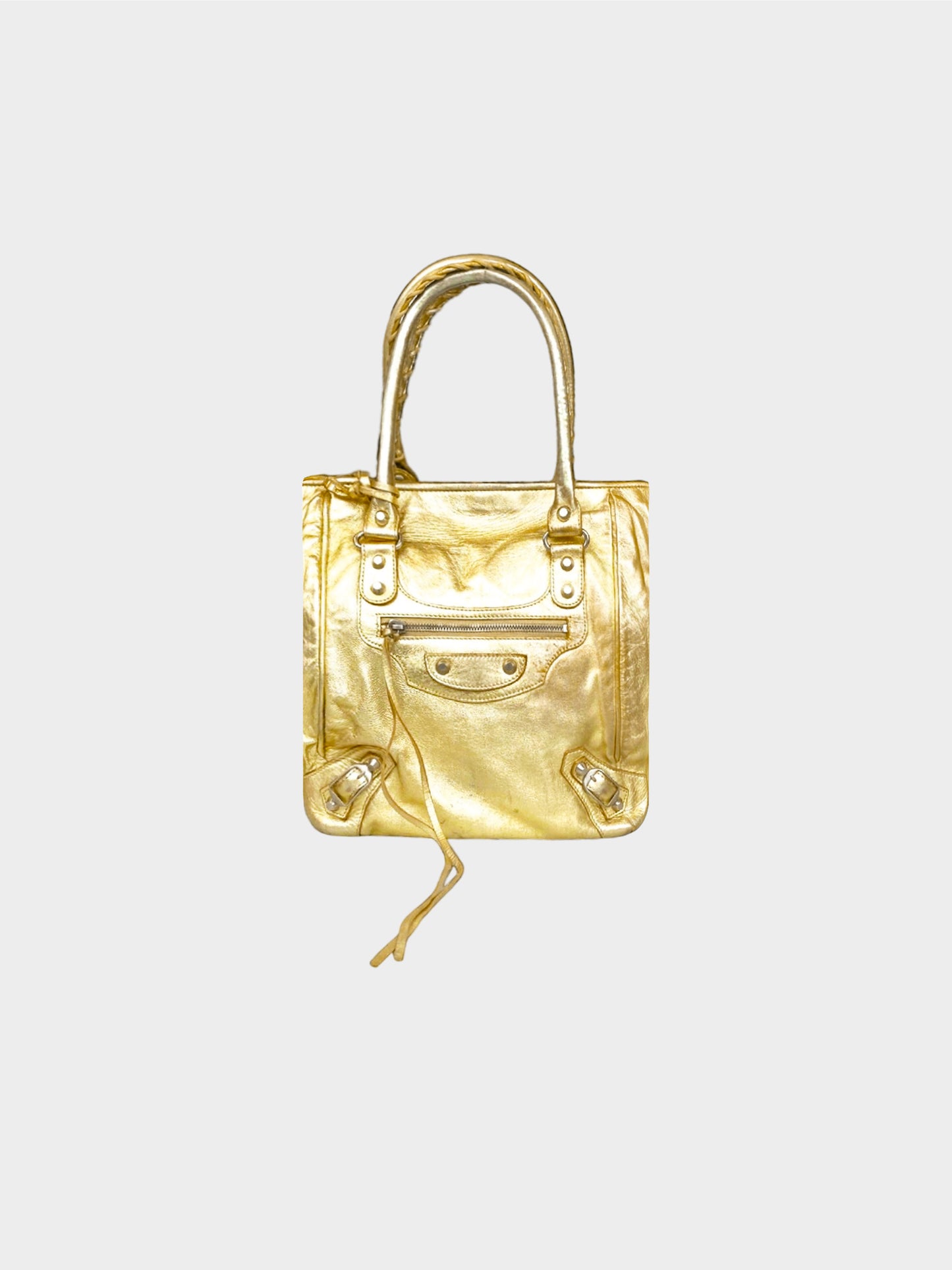 Balenciaga 2010s Metallic Gold Leather City Bag