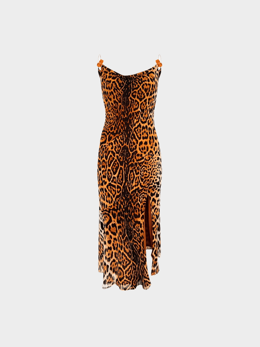 Christian Dior FW 2004 Cheetah Print Silk Dress