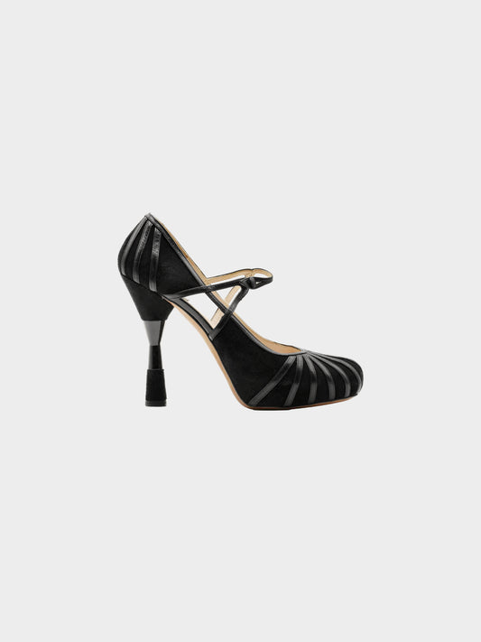 Christian Dior by John Galliano 2000s Black Suede and Leather Mary Jane Pumps