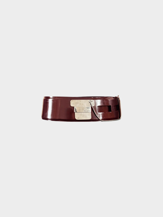 Gucci by Tom Ford 1990s-2000s Red Leather Belt with Chain