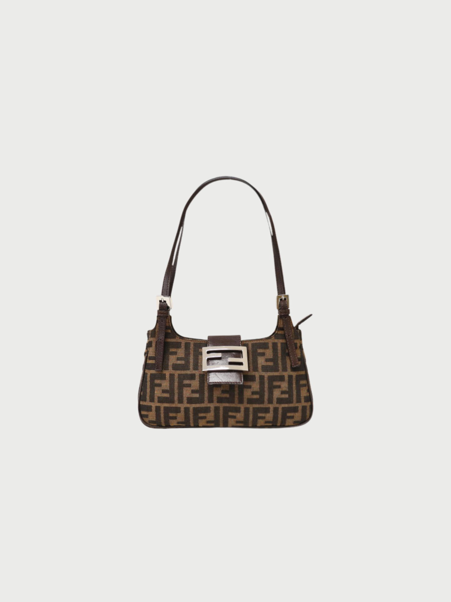 Fendi 2000s Brown Zucca Canvas Leather One-Shoulder Bag