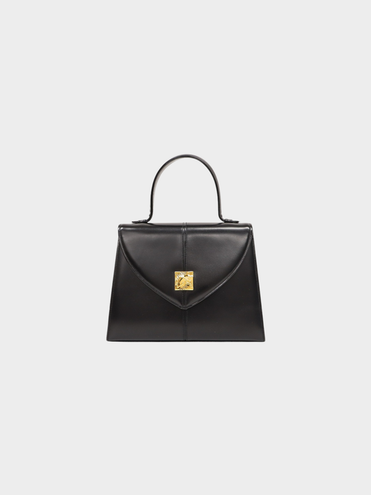 Yves Saint Laurent 2000s Black Leather Logo Hardware Handbag