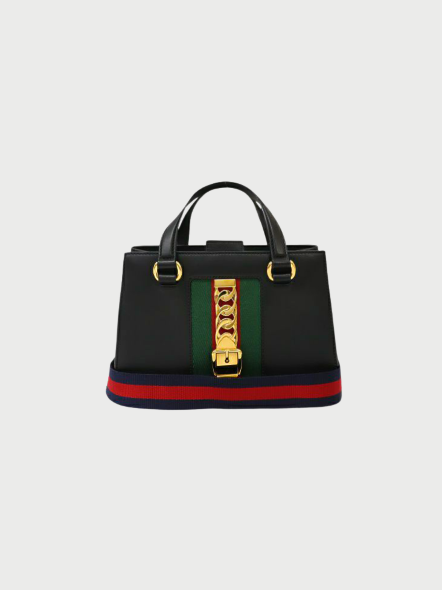 Gucci 2010s Black Leather Sylvie Web 2Way Bag