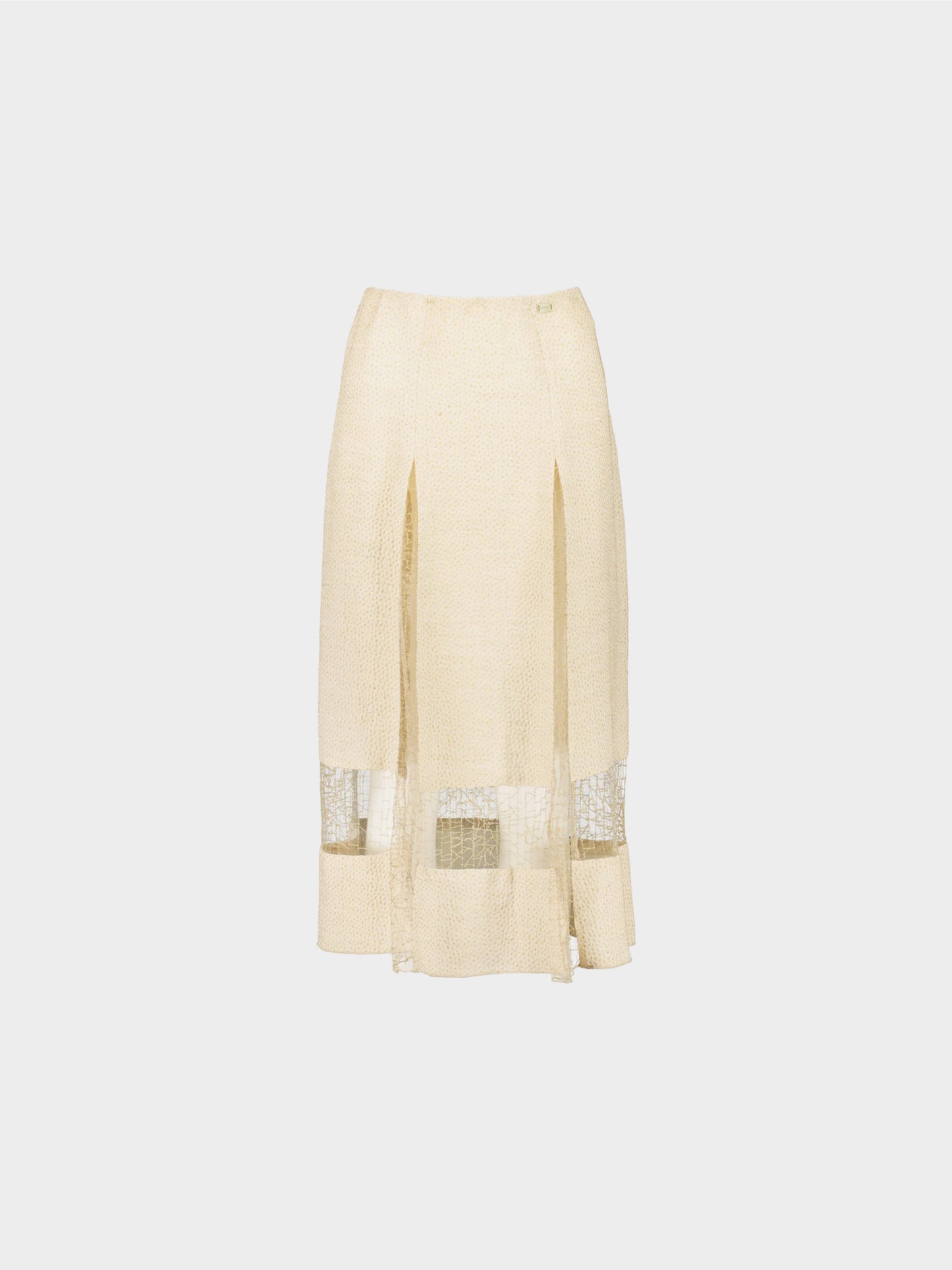 Chanel  SS 2003 Beige Pleated Openwork Skirt