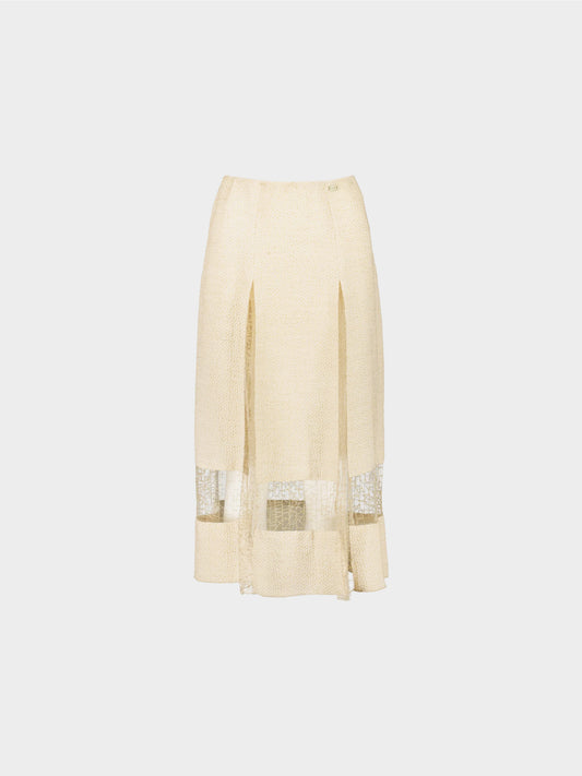 Chanel  SS 2003 Beige Pleated Openwork Skirt