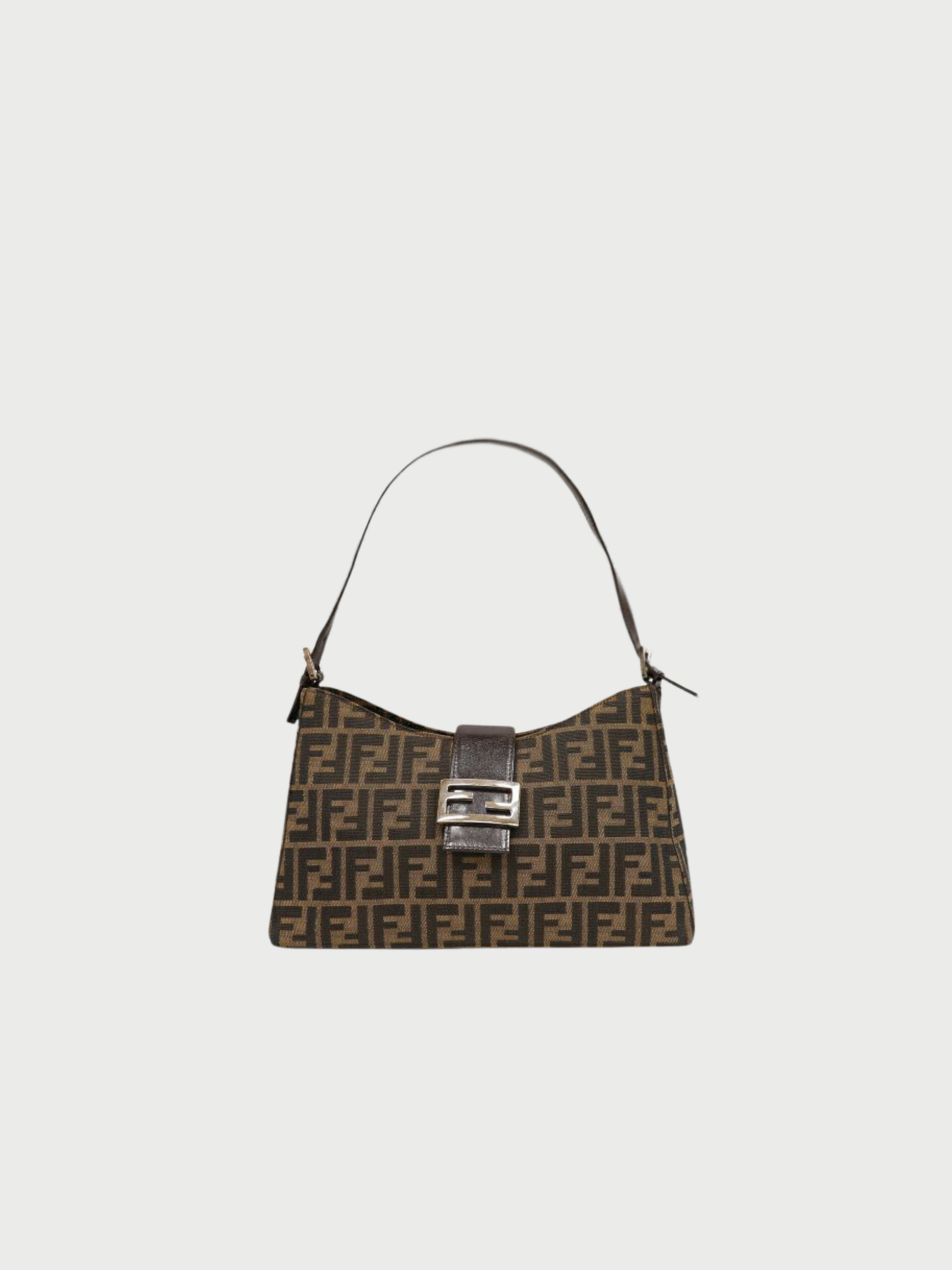 Fendi 2000s Brown Canvas Leather Zucca One-Shoulder Bag