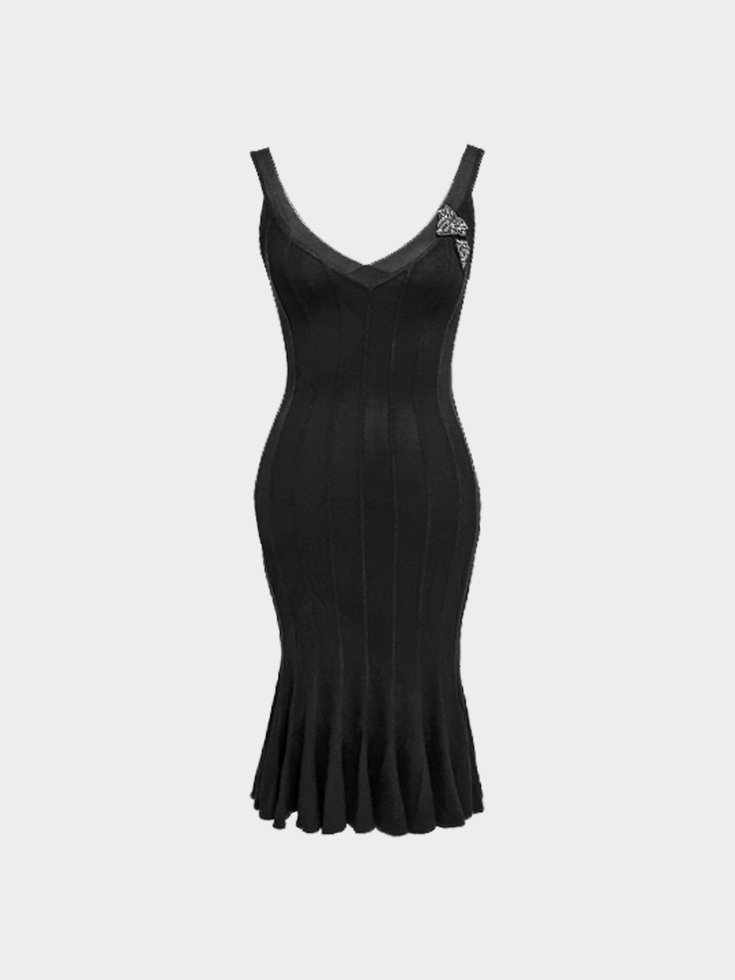 Blumarine 2000s Black Fitted Mermaid Style Sleveless Dress