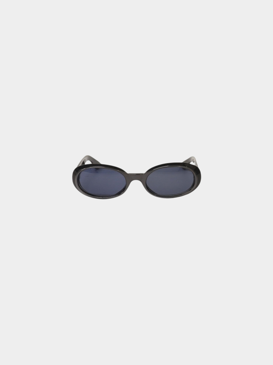Gucci 1990s Black Green Plastic Oval Sunglasses