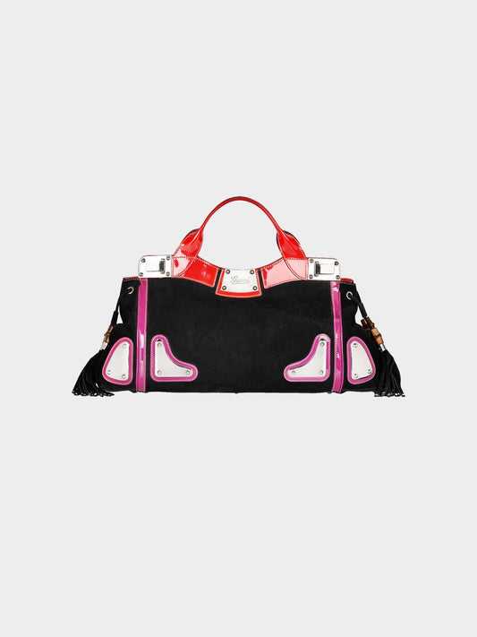 Gucci SS 2007 Rare Suede Race Top Handle Tote Bag