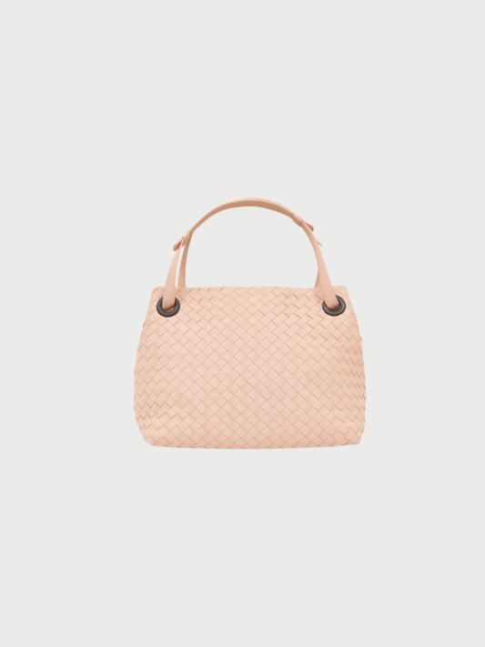 Bottega Veneta 2010s Pink Leather Intrecciato Garda Handbag
