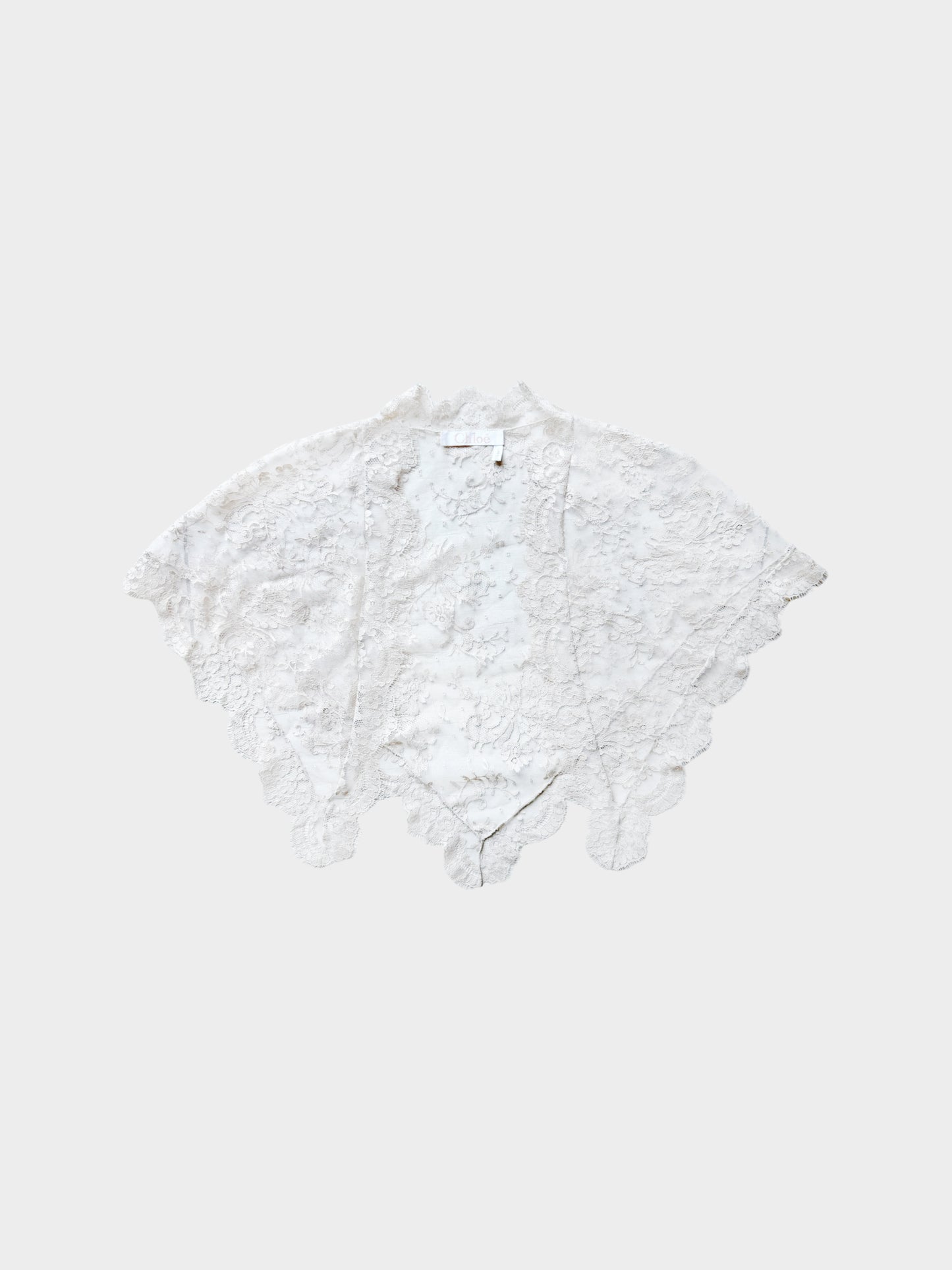 Chloe 2000s Cream White Mantilla Lace Shawl