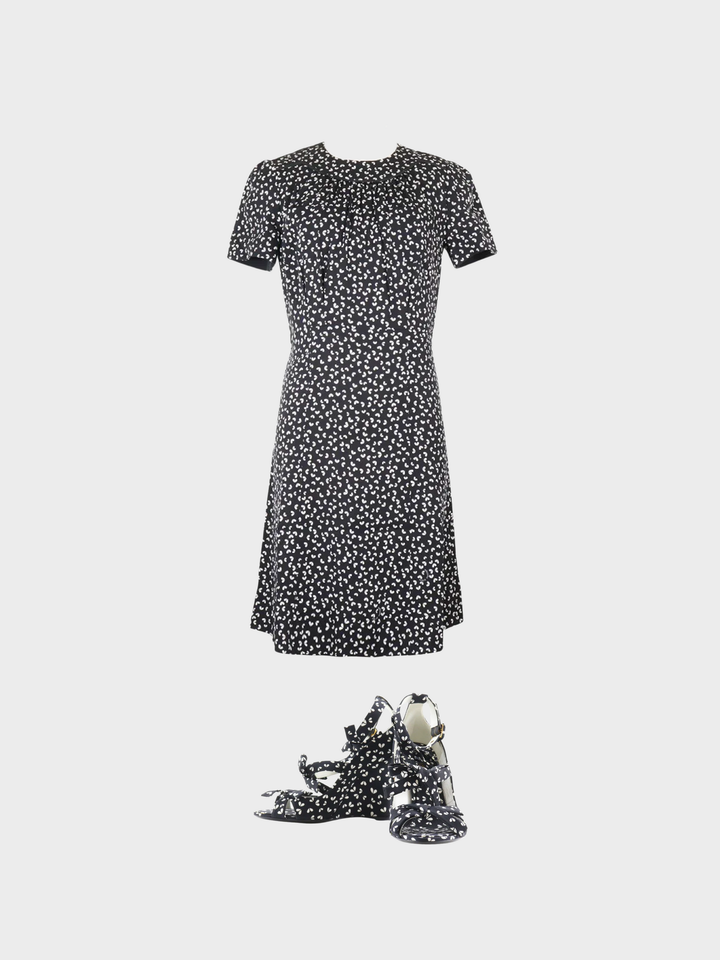 Louis Vuitton 2010s Black Silk Midi Dress and Sandals Set