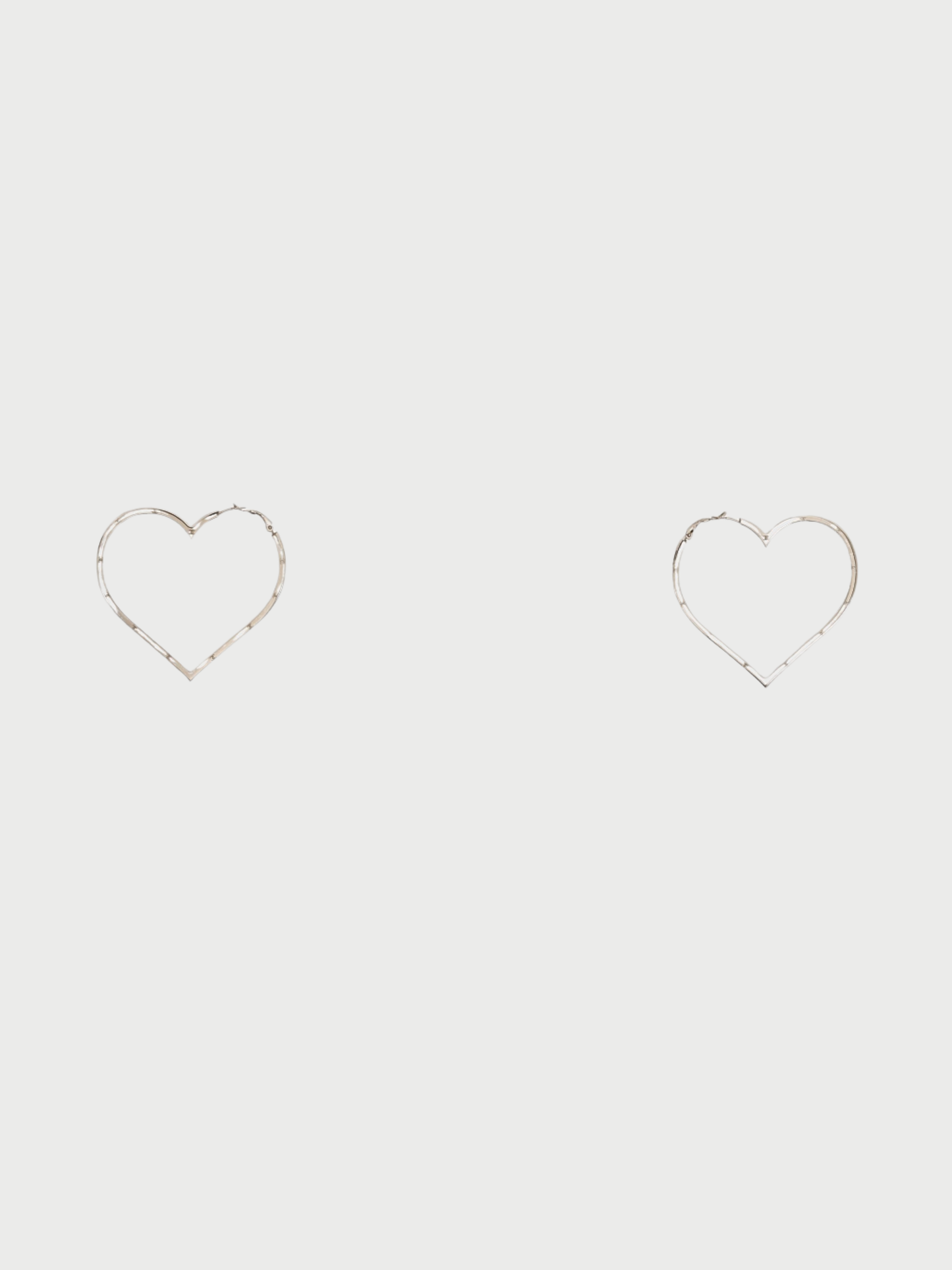 Chanel 2000s Silver Plated Metal Coco Heart Hoop Earrings