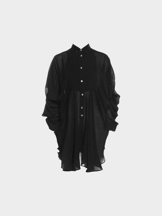 Junya Watanabe x Comme des Garçons SS 2011 Black Rayon Button-down Tunic Dress