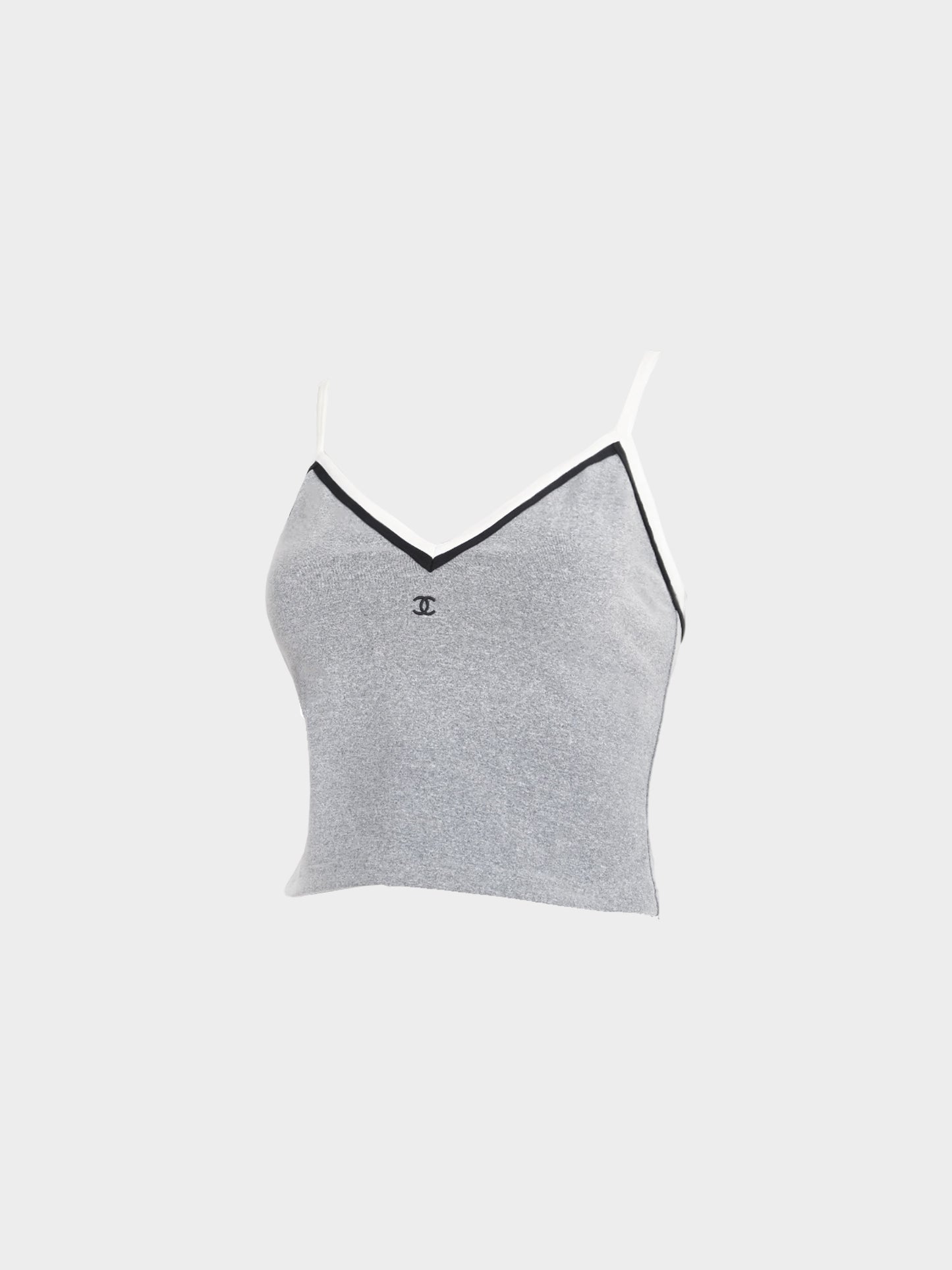 Chanel by Karl Lagerfeld SS 1998 Grey CC Cotton Tank Top