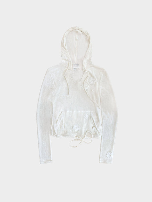 Chanel Fall 2004 Light Beige CC Camellia Velour Hoodie