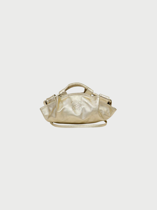 Loewe 2000s Gold Leather Nappa Aire 2Way Bag