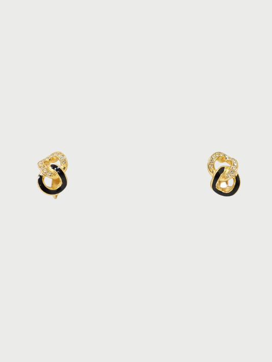Christian Dior 2000s Gold Black Rhinestone Earrings