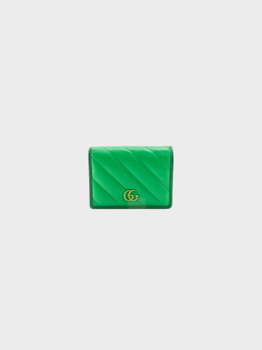 Gucci 2010s Green GG Marmont Compact Wallet