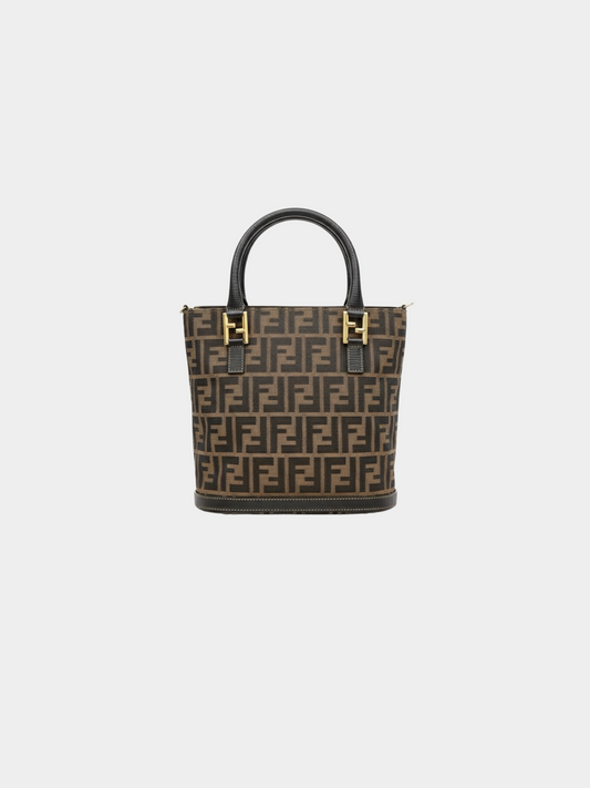 Fendi 1990s Brown Zucca Canvas and Leather 2-Way Bag