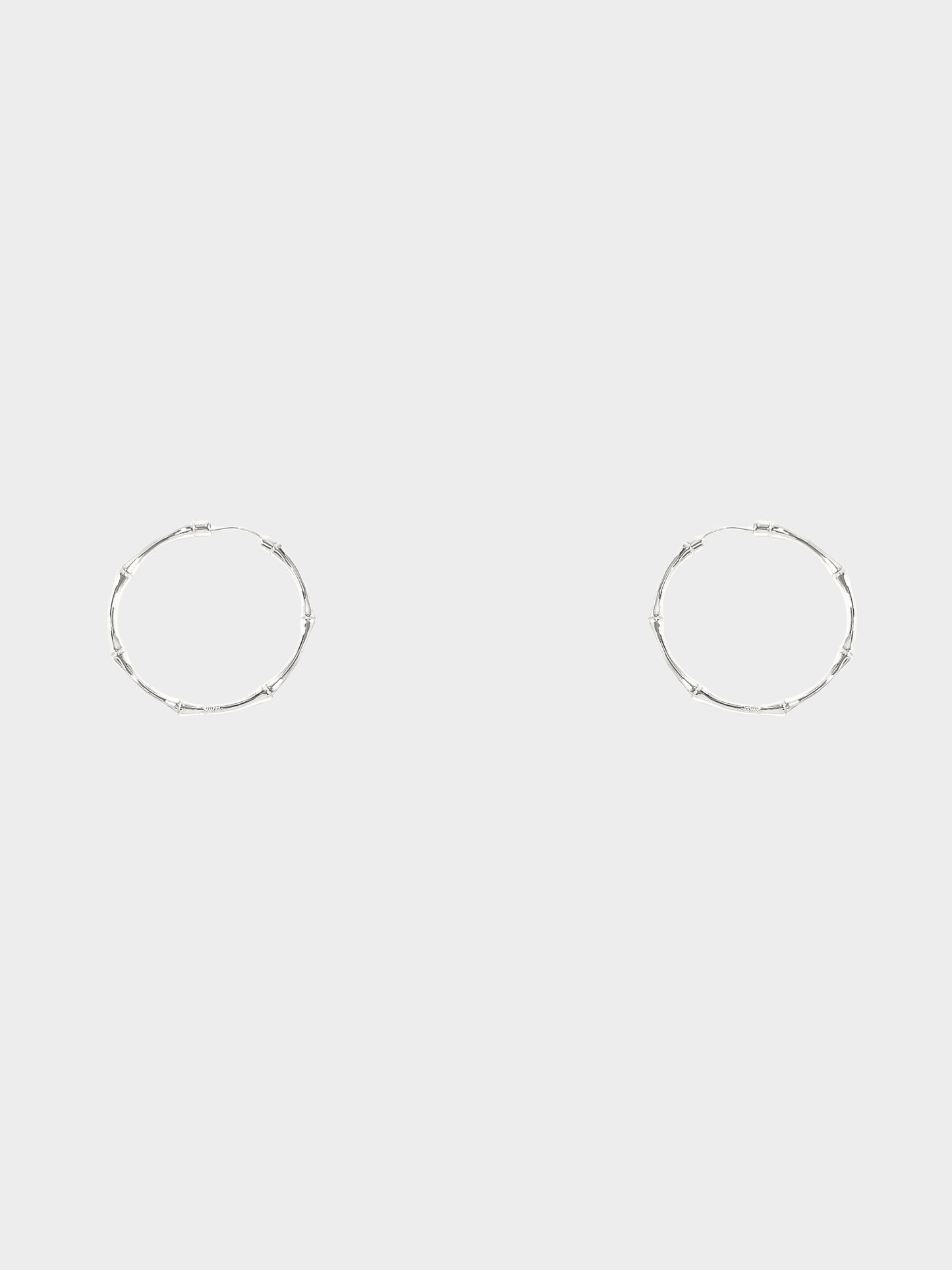 Gucci 2000s Sterling Silver Bamboo Hoop Earrings
