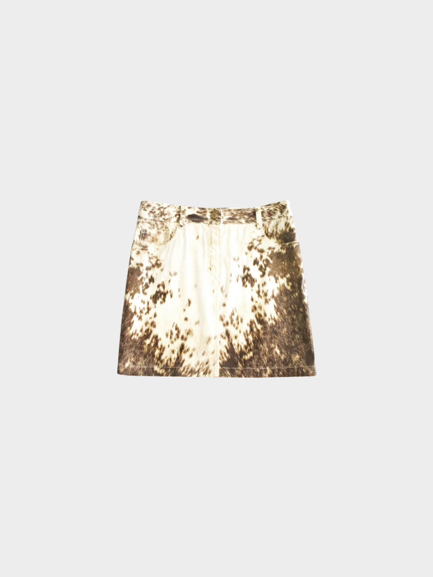 Roberto Cavalli FW 1999 Rare Cow Print Denim Mini Skirt