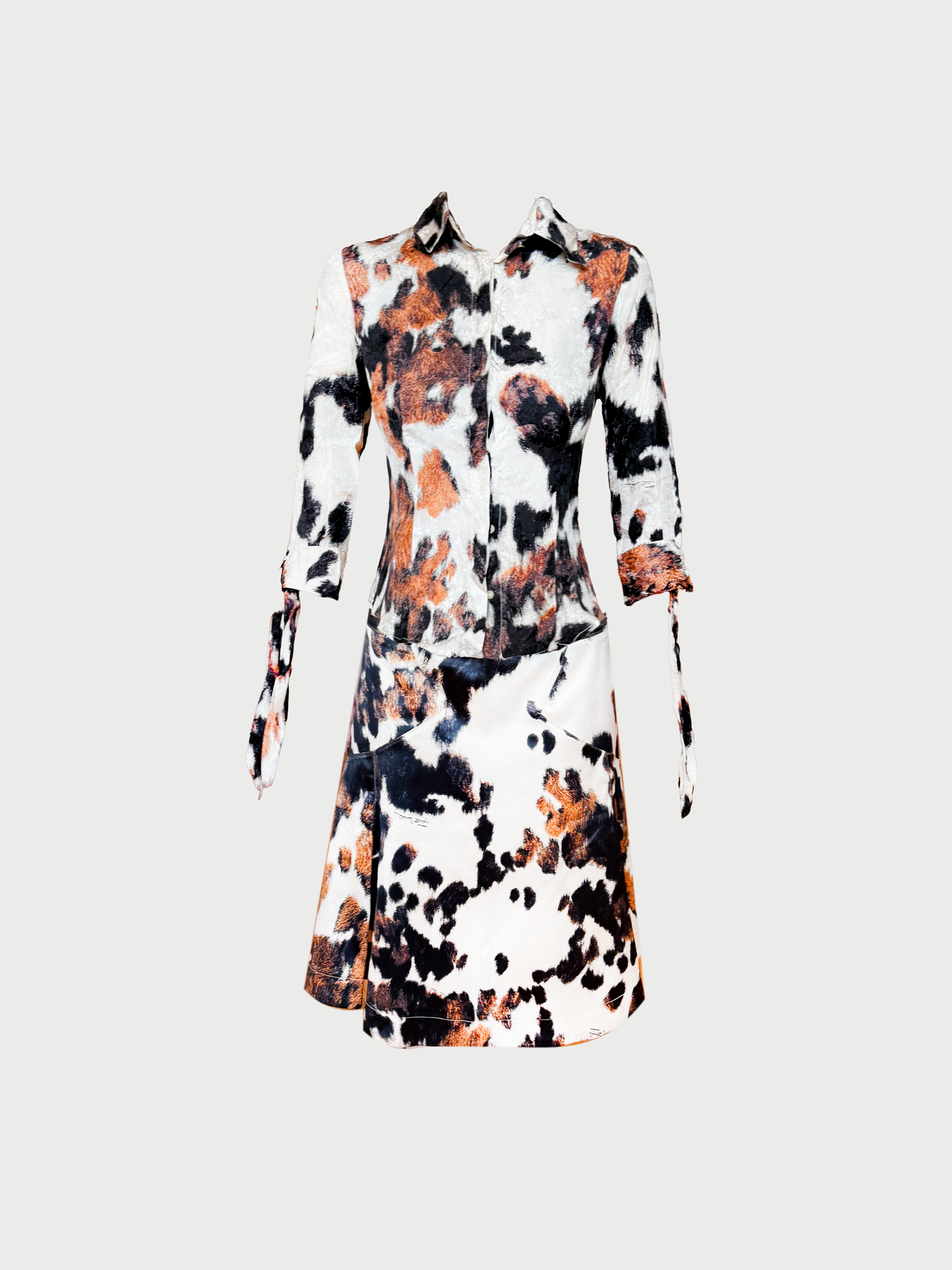 Roberto Cavalli Just Cavalli AW 2006 Animal Print Tie Sleeve Top and Skirt Set