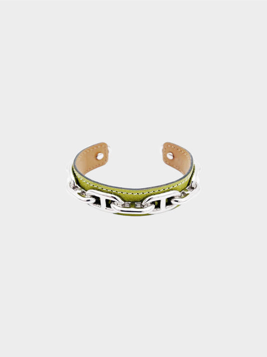 Hermès 2002 Light Green Shane D'ancle Leather Bangle Bracelet