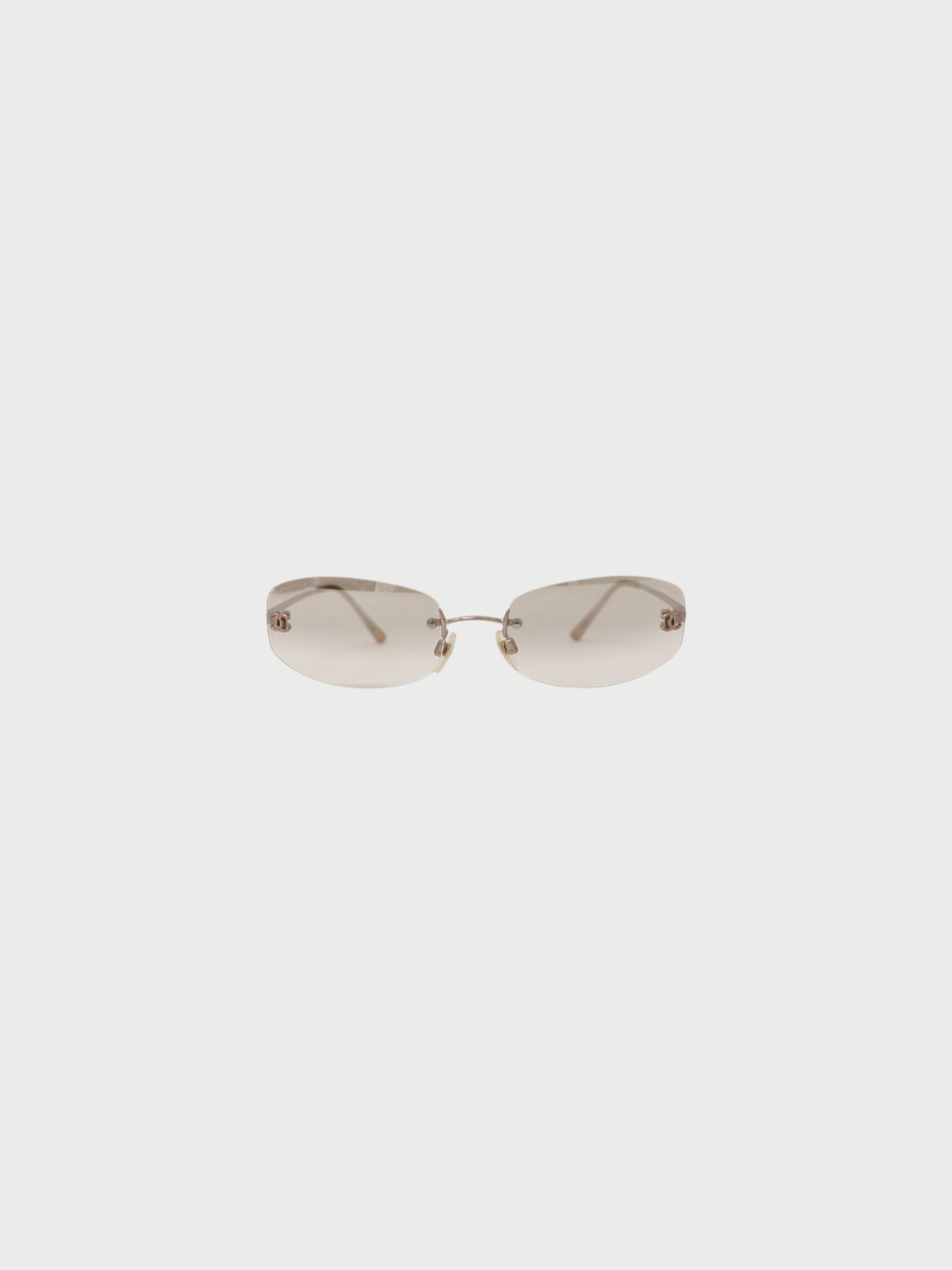 Chanel 2000s Silver Plated Metal Coco Sunglasses