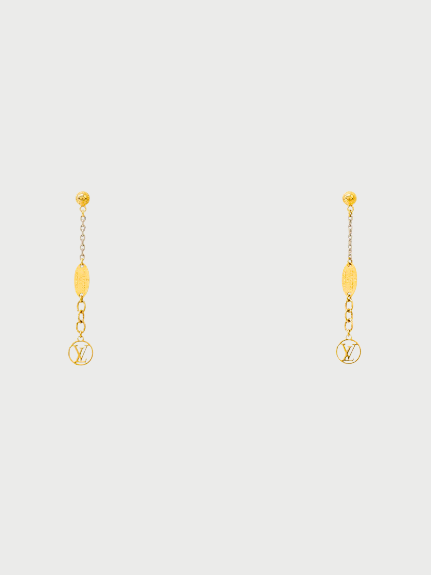 Louis Vuitton 2000s Silver Gold Plated Metal Logomania Earrings