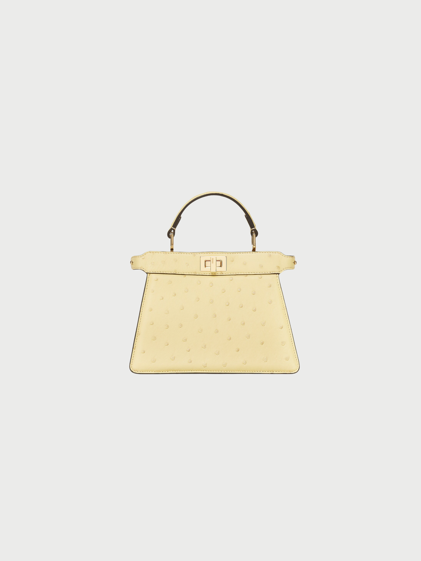 Fendi 2020s Pale Yellow Ostrich Leather Peekaboo ISeeU Petite Bag