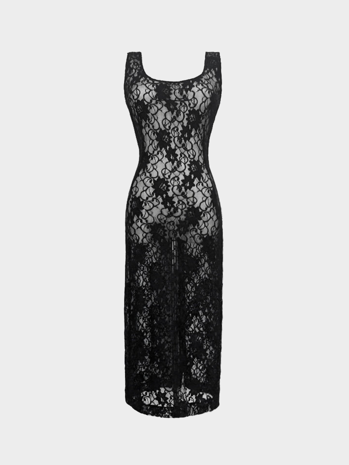 Dolce and Gabbana 1990s Black Sheer Lace Dress