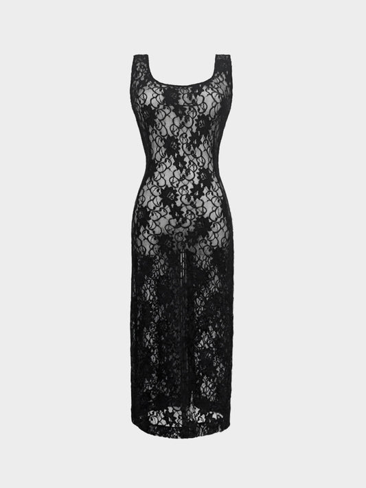 Dolce and Gabbana 1990s Black Sheer Lace Dress