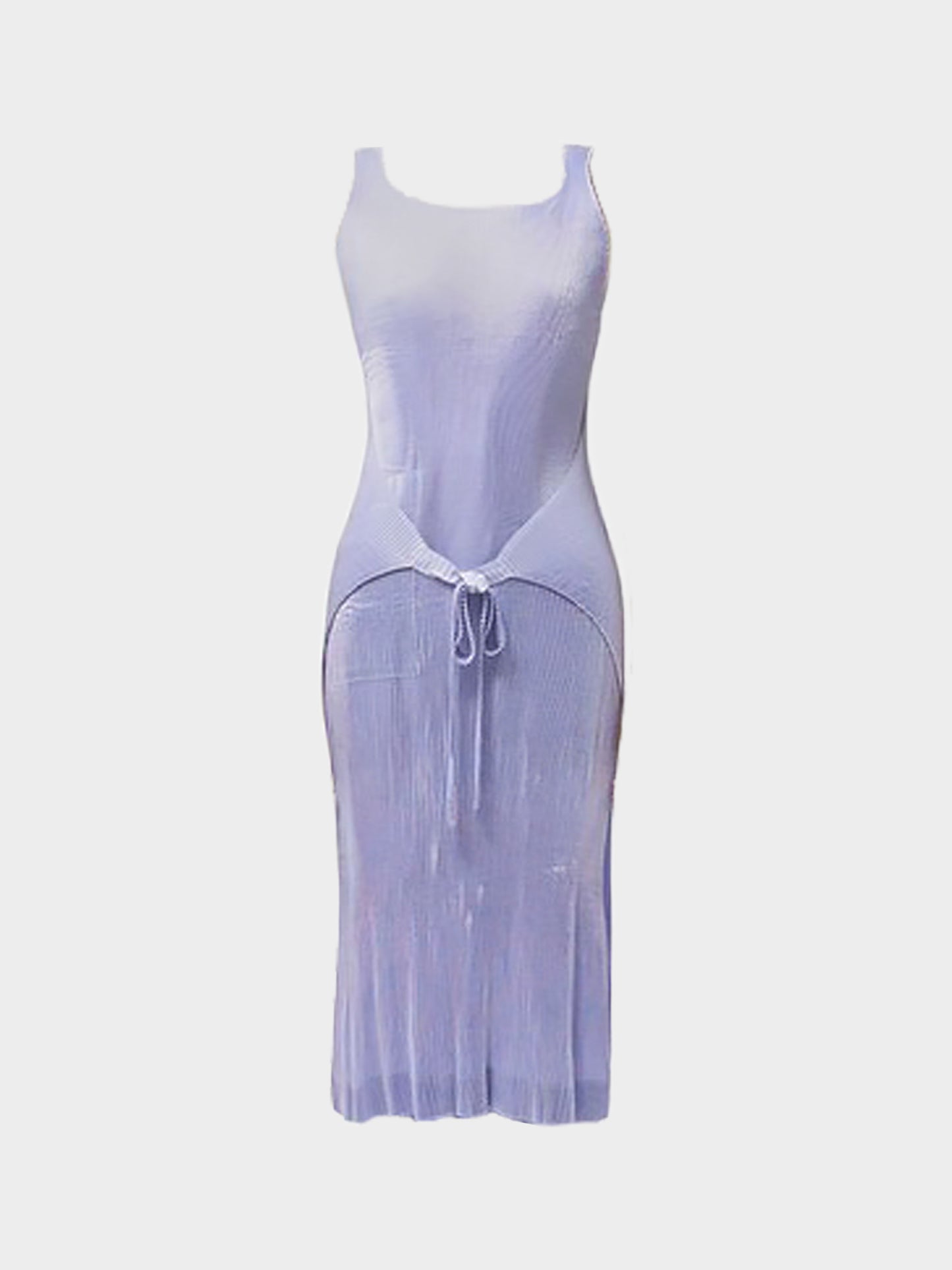 Issey Miyake 1990s Rare Lavender Pleated Satin Silk Apron Dress