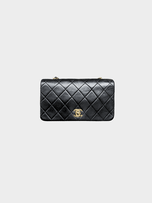 Chanel 1989-1991 Black Lambskin Classic Flap Mini Vintage