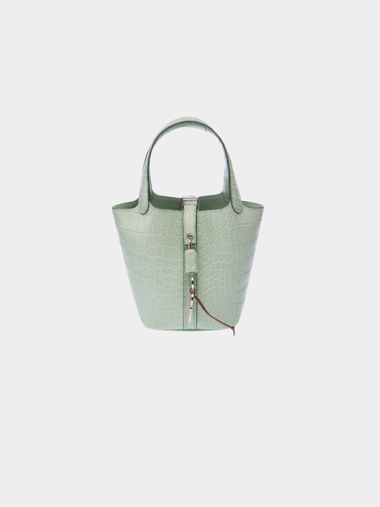 Hermès 2020s Green Alligator Mississippi Micro Picotin Lock Bag