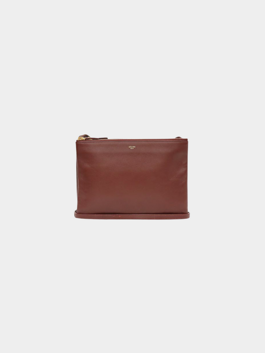 Celine 2010s Bordeaux Leather Trio Crossbody Bag