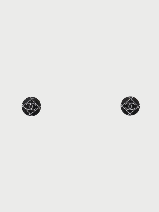 Chanel 2019 Black Plastic COCO Round Earrings