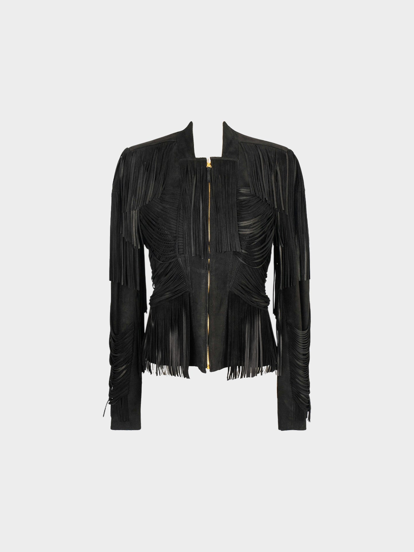Gucci SS 2011 Black Suede Fringed Jacket