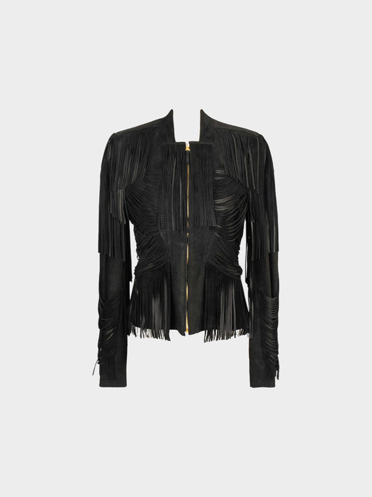 Gucci SS 2011 Black Suede Fringed Jacket