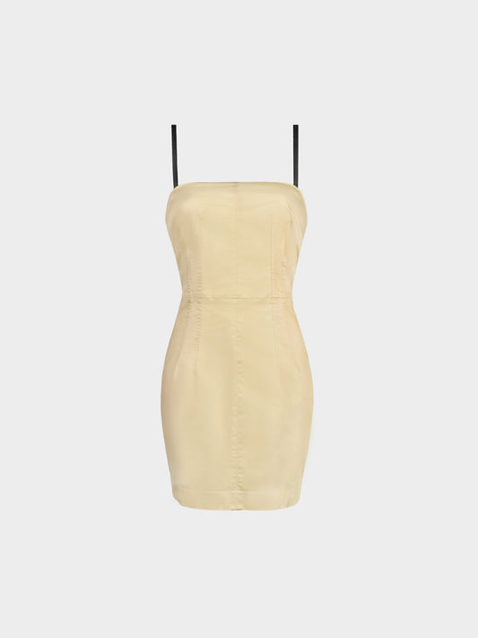 Dolce and Gabbana 1990s Beige Cotton Semi-fitted Dress