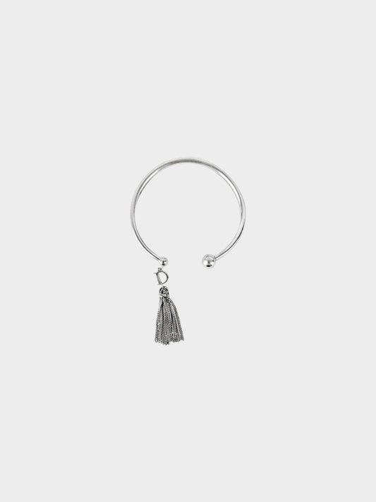 Christian Dior 2000s Silver Bangle Bracelet with Logo Tassel Charm