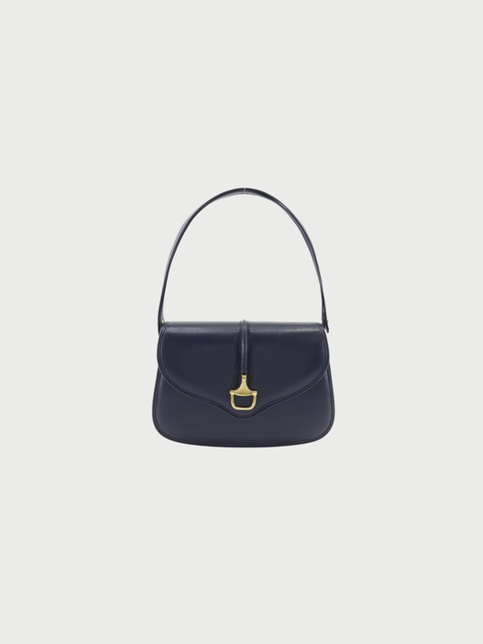 Gucci 1980s Old Gucci Navy Calfskin Shoulder Bag