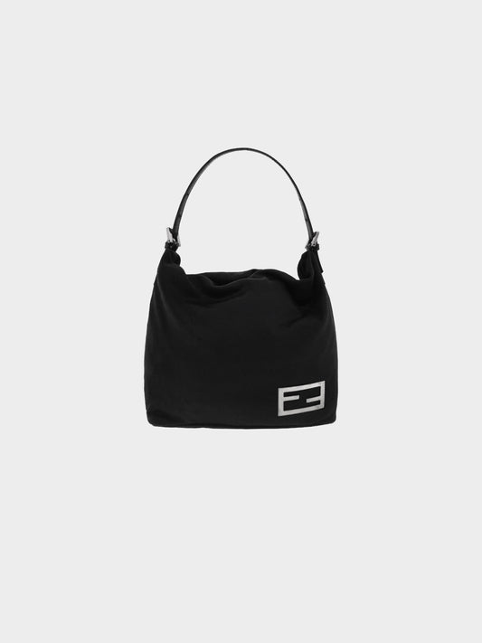 Fendi 2000s Black Nylon Hobo Bag
