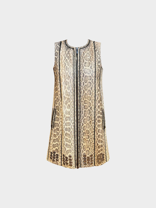 Bottega Veneta SS 2018 Anaconda Print Exotic Leather Paneled Dress