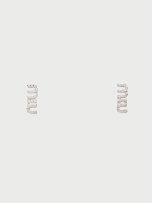 Miu Miu FW 2022 Silver Rhinestone Logo Earrings